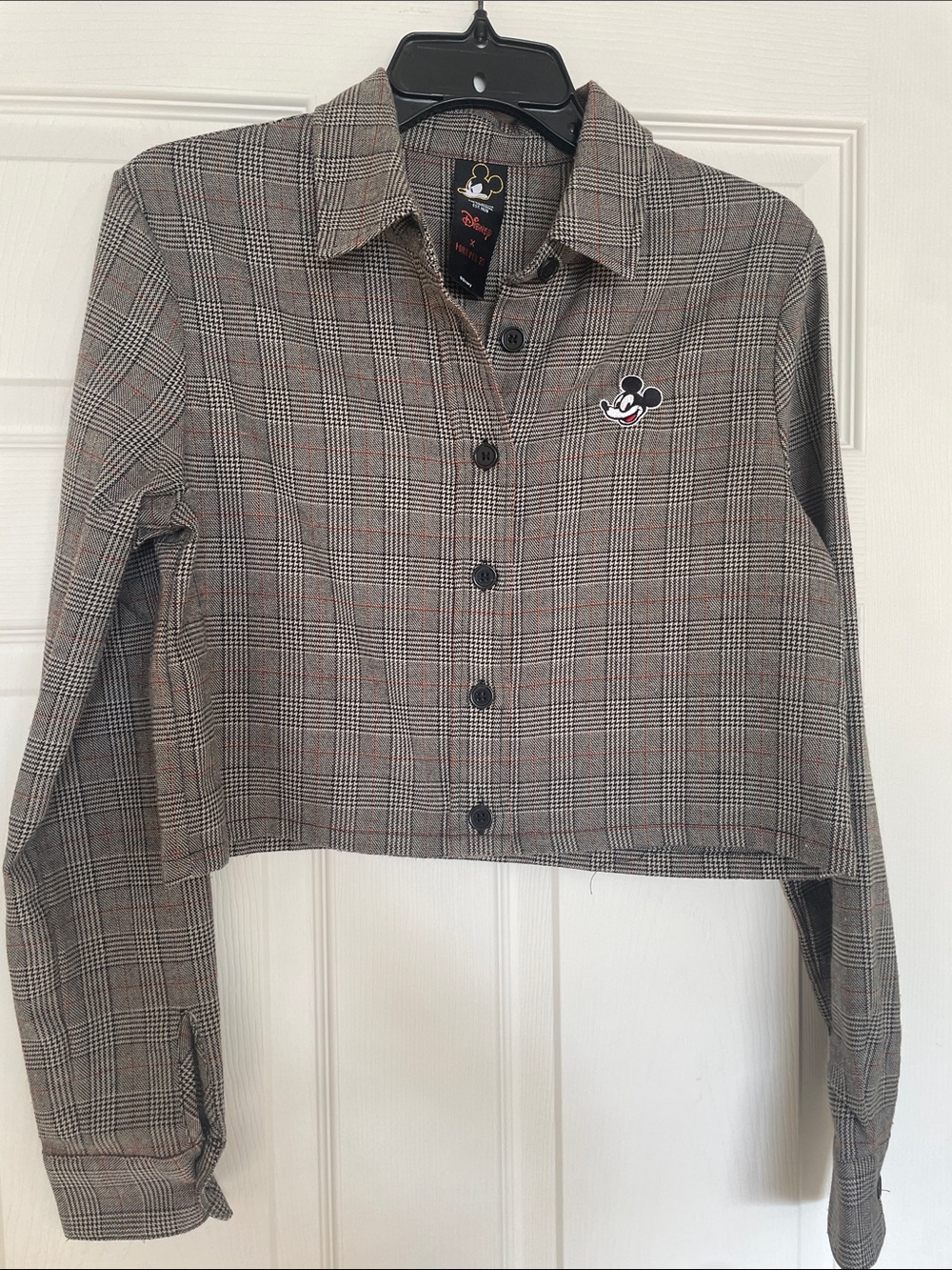 DISNEY x FOREVER 21 Plaid Cropped Button-Down Shirt